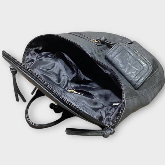 Stylish Dark Grey Vegan Leather Backpack Crossbody Bag GAL Brand - Picture 9 of 10